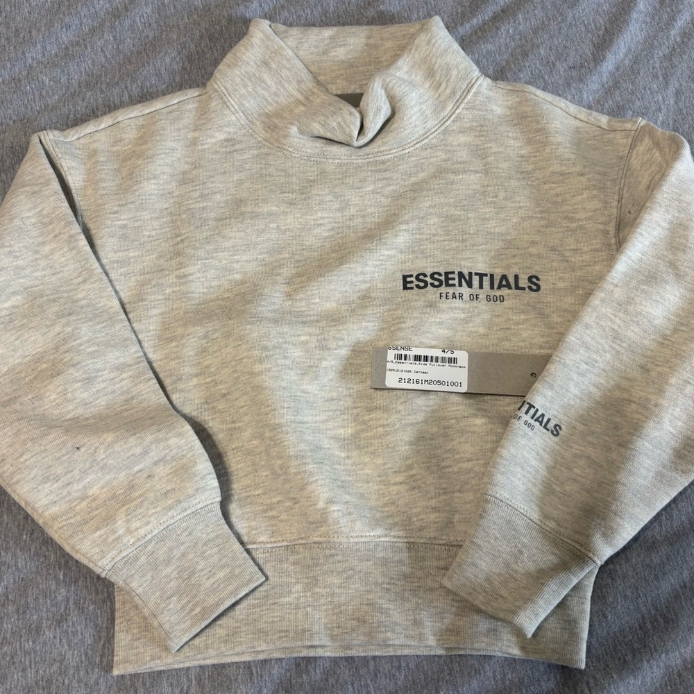 Fear of God Essentials Kids Mockneck Sweatshirt Oatmeal Size XS 4/5 Y BNWT